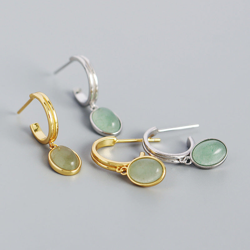 S925 Sterling Silver C Stud Earrings Vintage Retro Minimalist Style
