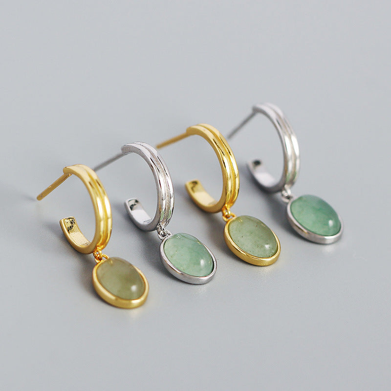 S925 Sterling Silver C Stud Earrings Vintage Retro Minimalist Style