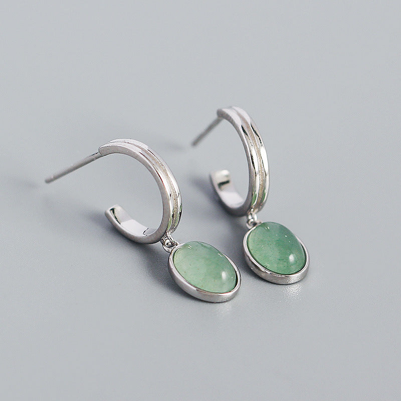 S925 Sterling Silver C Stud Earrings Vintage Retro Minimalist Style