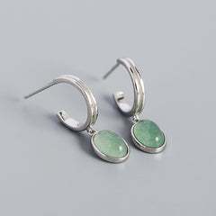 S925 Sterling Silver C Stud Earrings Vintage Retro Minimalist Style