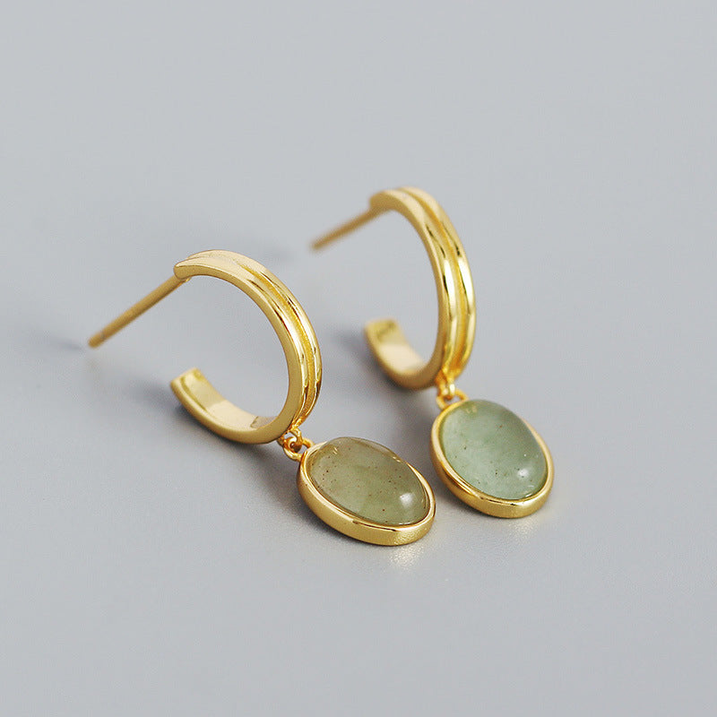 S925 Sterling Silver C Stud Earrings Vintage Retro Minimalist Style