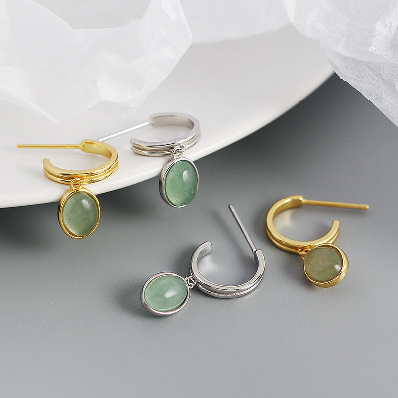 S925 Sterling Silver C Stud Earrings Vintage Retro Minimalist Style