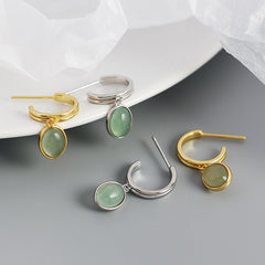 S925 Sterling Silver C Stud Earrings Vintage Retro Minimalist Style