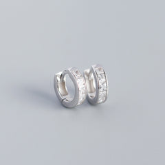 S925 Sterling Silver Hoop Earrings Colorful Zirconium Ear Buckle Jewelry