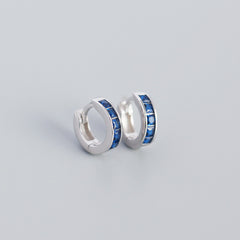 S925 Sterling Silver Hoop Earrings Colorful Zirconium Ear Buckle Jewelry