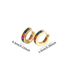 S925 Sterling Silver Hoop Earrings Colorful Zirconium Ear Buckle Jewelry