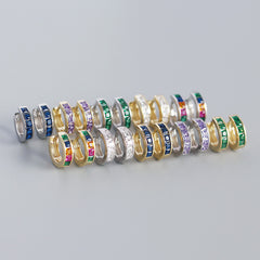 S925 Sterling Silver Hoop Earrings Colorful Zirconium Ear Buckle Jewelry