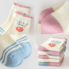 5 Pairs Cartoon Pattern Crew Socks for Baby Girls - Autumn Winter