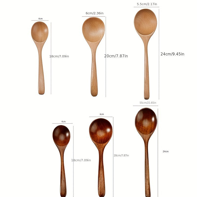 Long Handle Soup Spoon Wooden Vintage Spoon Mixing Spoons