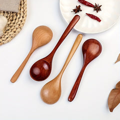 Long Handle Soup Spoon Wooden Vintage Spoon Mixing Spoons