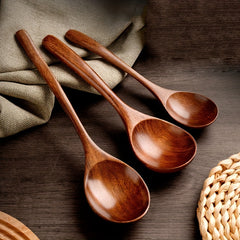 Long Handle Soup Spoon Wooden Vintage Spoon Mixing Spoons