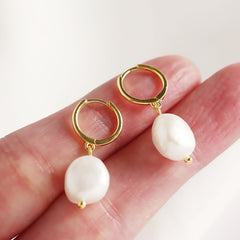 S925 Silver Stud Earrings Freshwater Pearl Ear Jewelry