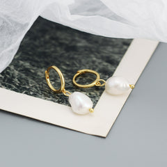 S925 Silver Stud Earrings Freshwater Pearl Ear Jewelry