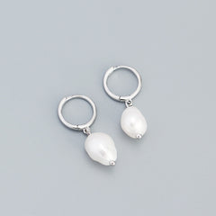 S925 Silver Stud Earrings Freshwater Pearl Ear Jewelry