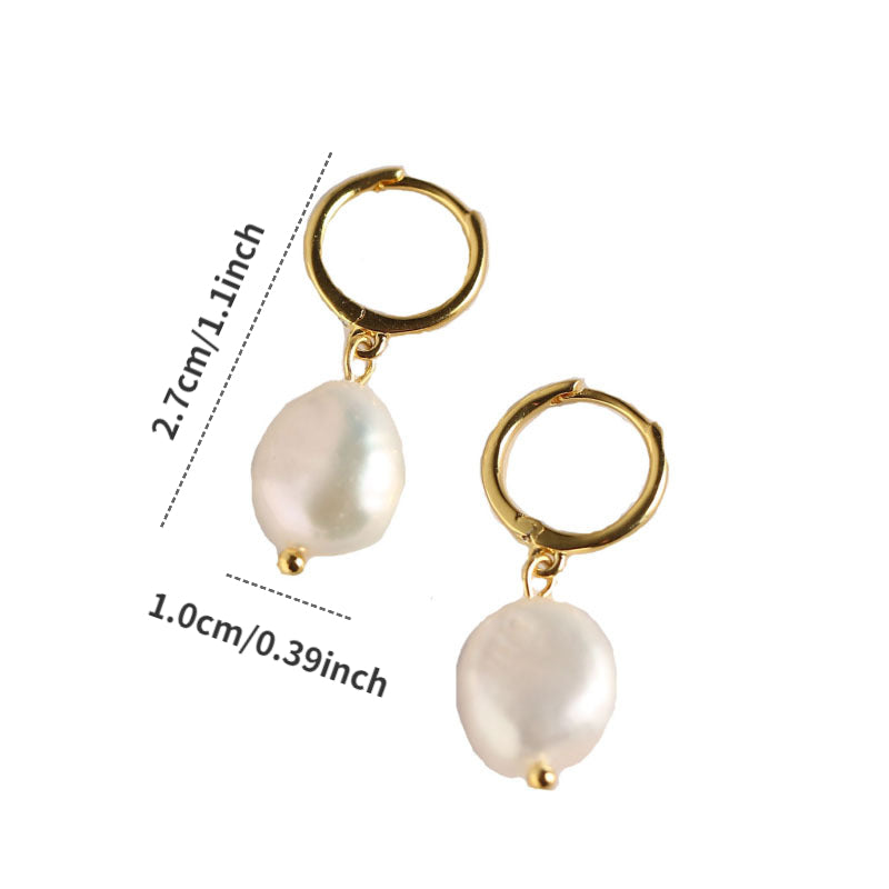 S925 Silver Stud Earrings Freshwater Pearl Ear Jewelry