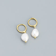 S925 Silver Stud Earrings Freshwater Pearl Ear Jewelry