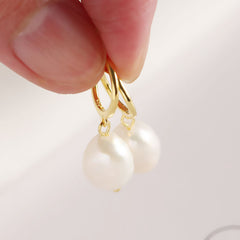 S925 Silver Stud Earrings Freshwater Pearl Ear Jewelry