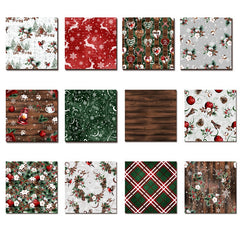 24pcs Christmas Scrapbook Paper Vintage Patterns Crafting Supplies
