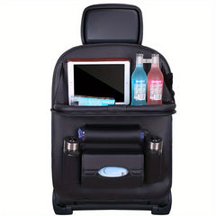 Leather Car Storage Bag & Tray for Kids' Snacks & Toys