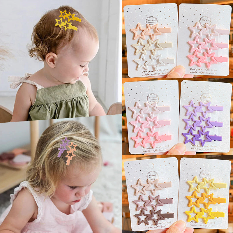 3pcs Retro Alloy Stars Geometry Ornament Hair Clips Girls Sweet Hair Accessories