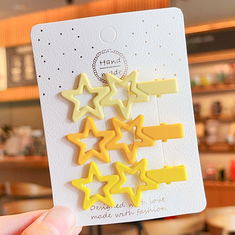 3pcs Retro Alloy Stars Geometry Ornament Hair Clips Girls Sweet Hair Accessories