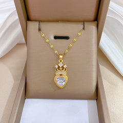 Girl's Rhinestone Crown Necklace for Special Occasions