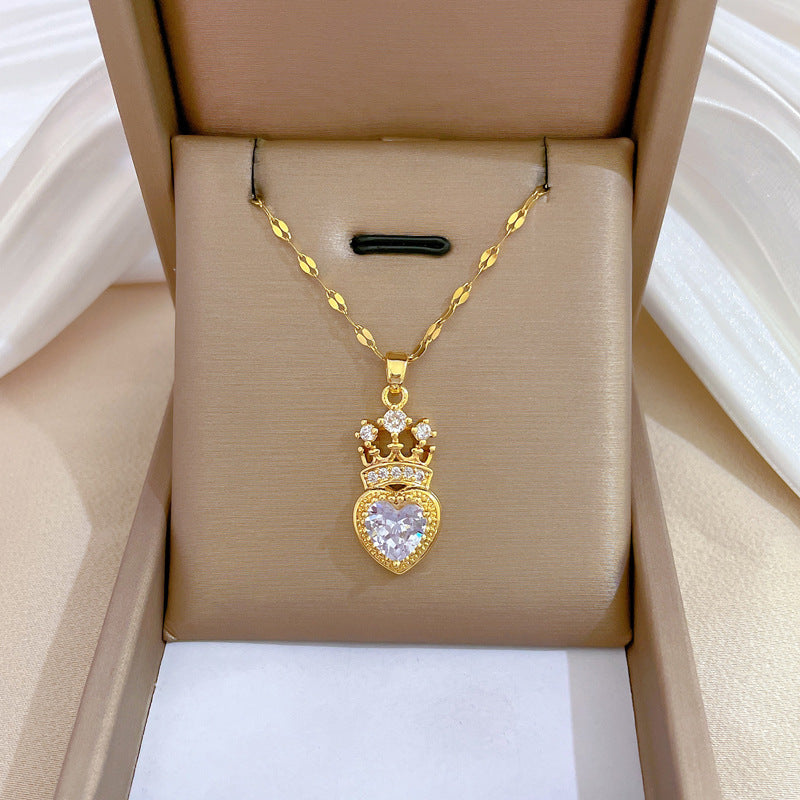 Girl's Rhinestone Crown Necklace for Special Occasions