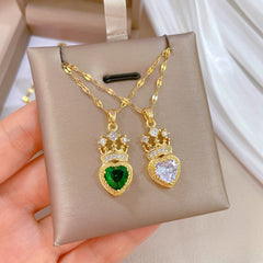 Girl's Rhinestone Crown Necklace for Special Occasions