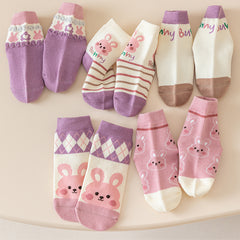 5pairs Baby Girls Cartoon Socks Spring Autumn