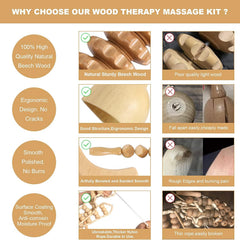 Wood Massage Tools Set Body Sculpting Wood Massager Roller Rope
