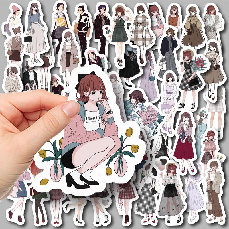 50pcs Girl Stickers Waterproof Vinyl Stickers for Water Bottle Laptops Phones