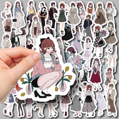 50pcs Girl Stickers Waterproof Vinyl Stickers for Water Bottle Laptops Phones