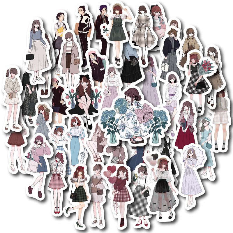 50pcs Girl Stickers Waterproof Vinyl Stickers for Water Bottle Laptops Phones