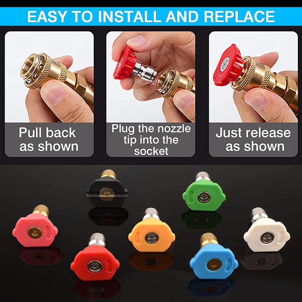 High Pressure Washer Tips Set w/ Nozzle Holder 7 Tips 4000 PSI