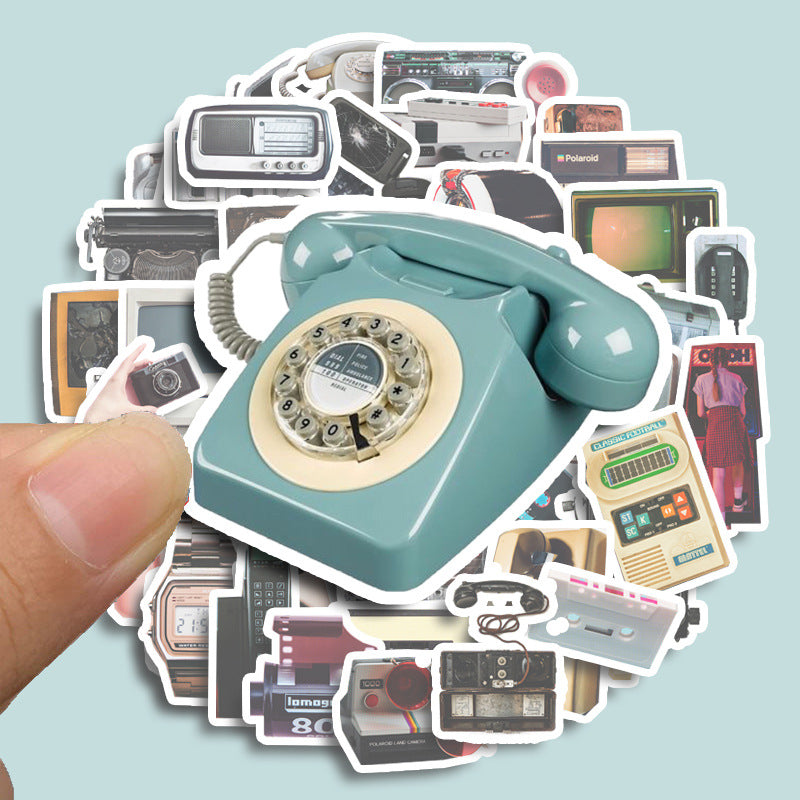 50pcs Retro Electronic Items Waterproof Vinyl Stickers For Water Bottle