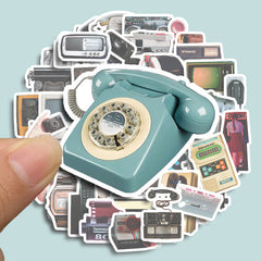 50pcs Retro Electronic Items Waterproof Vinyl Stickers For Water Bottle