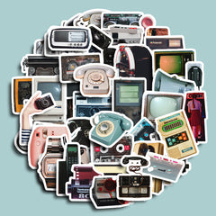 50pcs Retro Electronic Items Waterproof Vinyl Stickers For Water Bottle