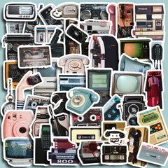 50pcs Retro Electronic Items Waterproof Vinyl Stickers For Water Bottle