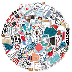 50pcs Doctor Hospital Waterproof Vinyl Stickers for Teen Girl