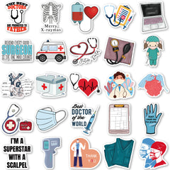 50pcs Doctor Hospital Waterproof Vinyl Stickers for Teen Girl