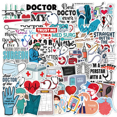 50pcs Doctor Hospital Waterproof Vinyl Stickers for Teen Girl