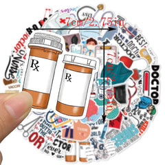 50pcs Doctor Hospital Waterproof Vinyl Stickers for Teen Girl