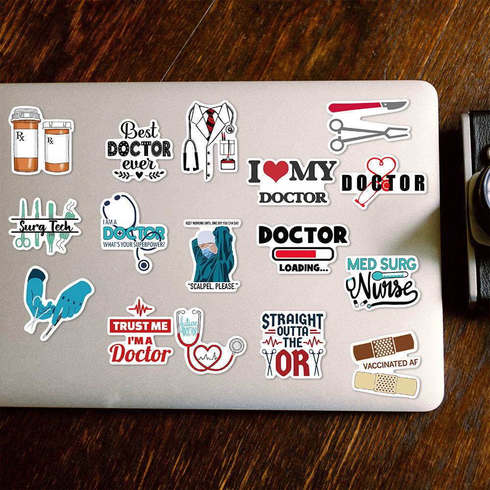 50pcs Doctor Hospital Waterproof Vinyl Stickers for Teen Girl