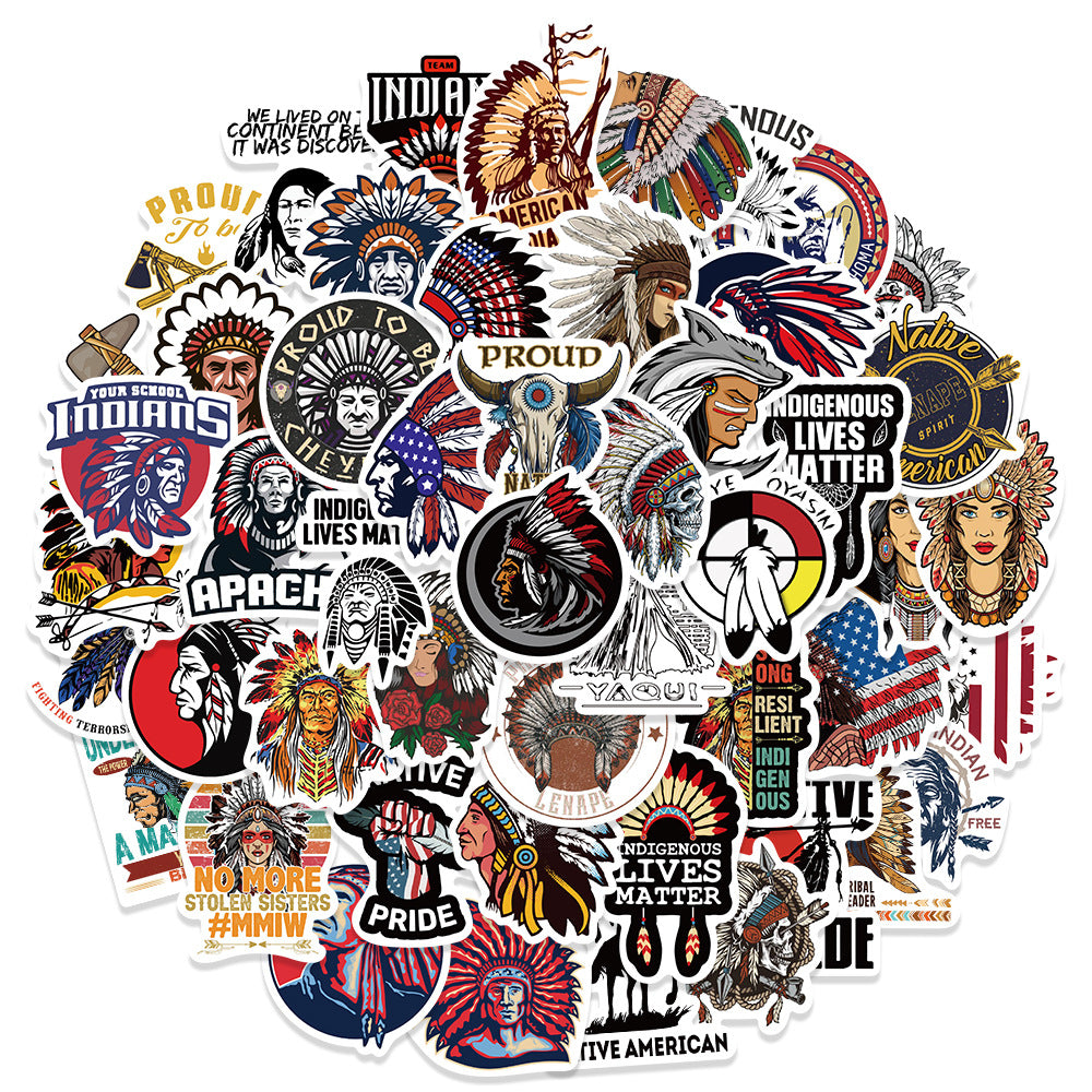50pcs Native American Stickers Graffiti Waterproof Vinyl Stickers