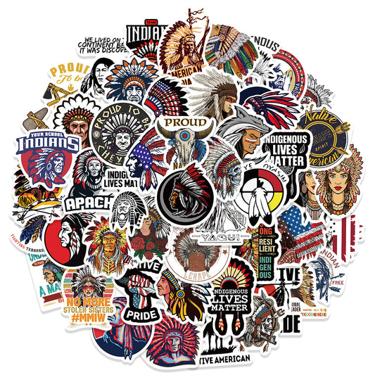 50pcs Native American Stickers Graffiti Waterproof Vinyl Stickers