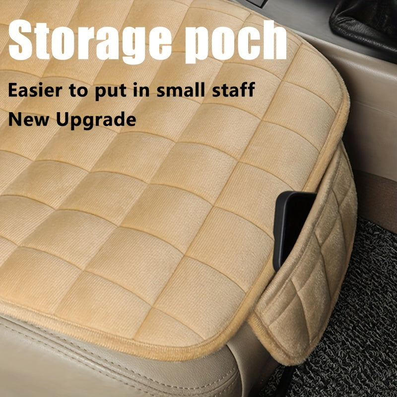 Memory Foam Car Seat Cushion w/ Non Slip Bottom & Storage Pouch