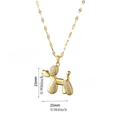 Girl s Balloon Dog Zircon Pendant Necklace Party Jewelry