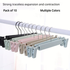10pcs Non Slip Telescopic Pants Hangers Clothes Drying and Organization