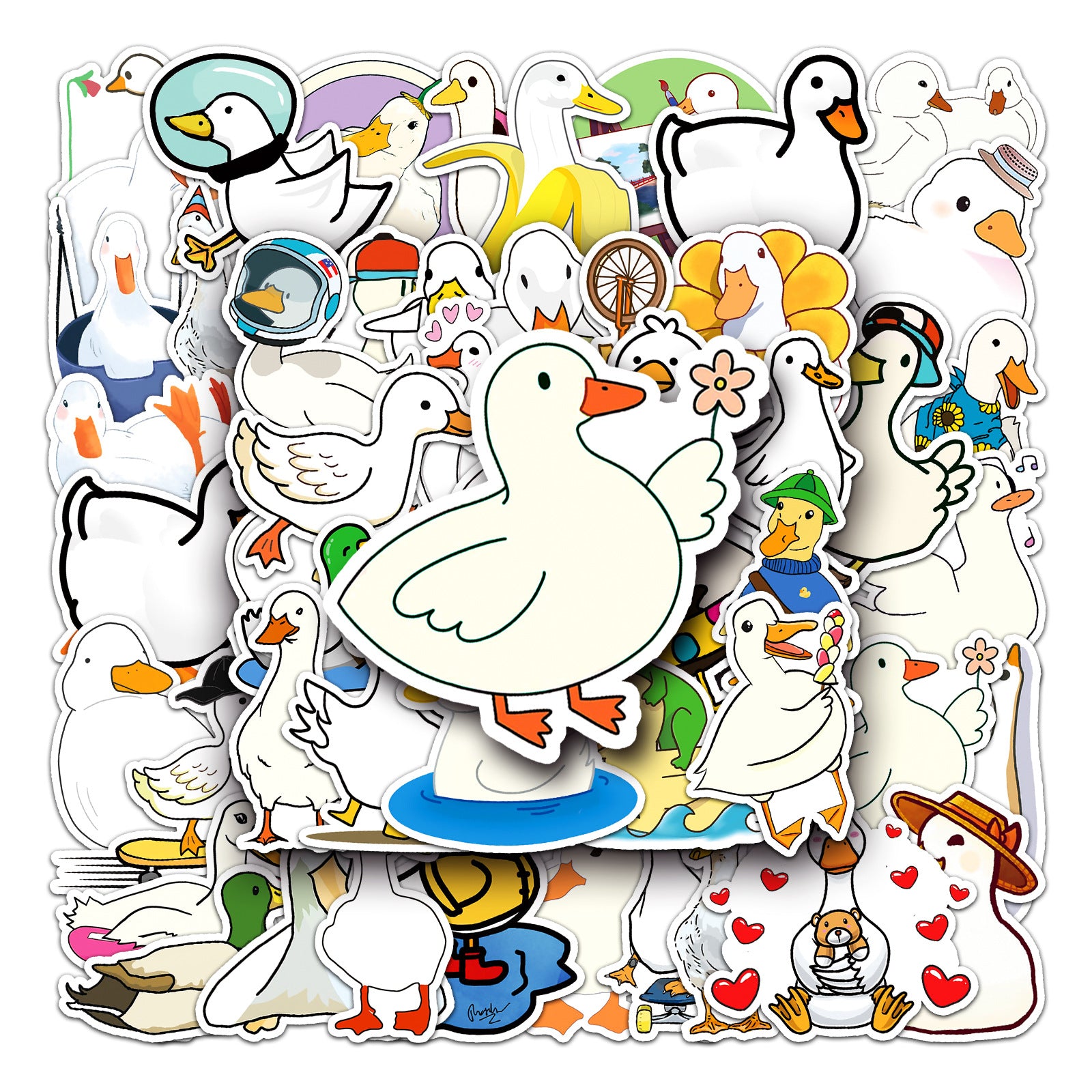50pcs Duck Series Waterproof Stickers for Motorcycle Laptop Helmet Mug Decor