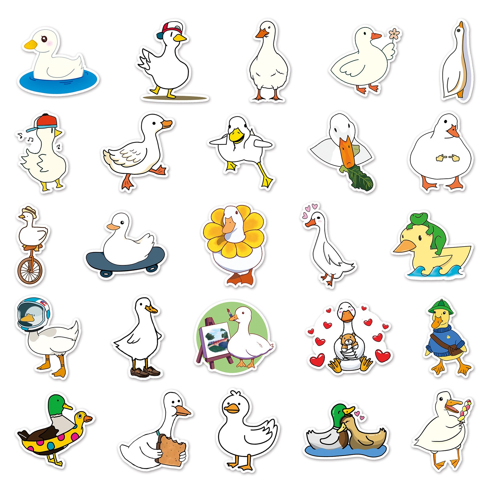 50pcs Duck Series Waterproof Stickers for Motorcycle Laptop Helmet Mug Decor